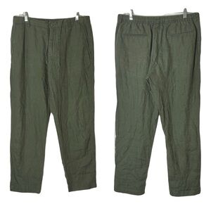 Zara Green Linen Pants Mens L Straight Leg Casual Beachy Summer Staple Classic